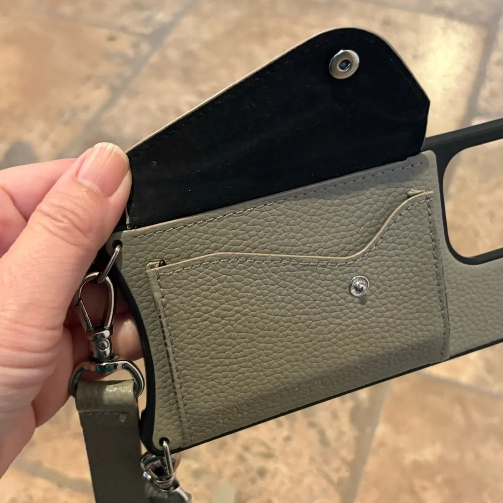 BANDOLIER Taupe Leather Crossbody Phone Case & Strap IPhone 13 Pro